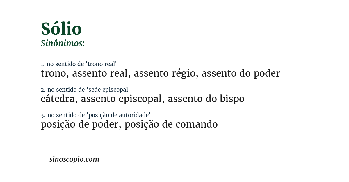 Sinônimo de sólio