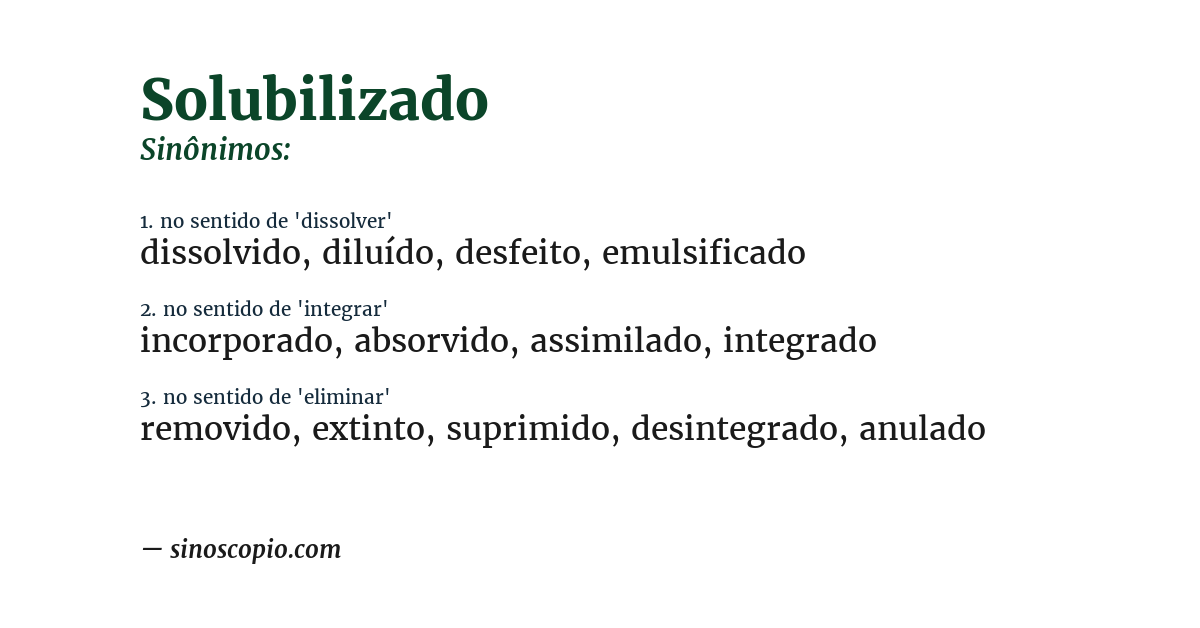 Sinônimo de solubilizado