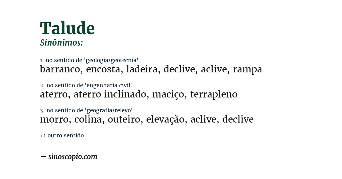Sinônimo de talude