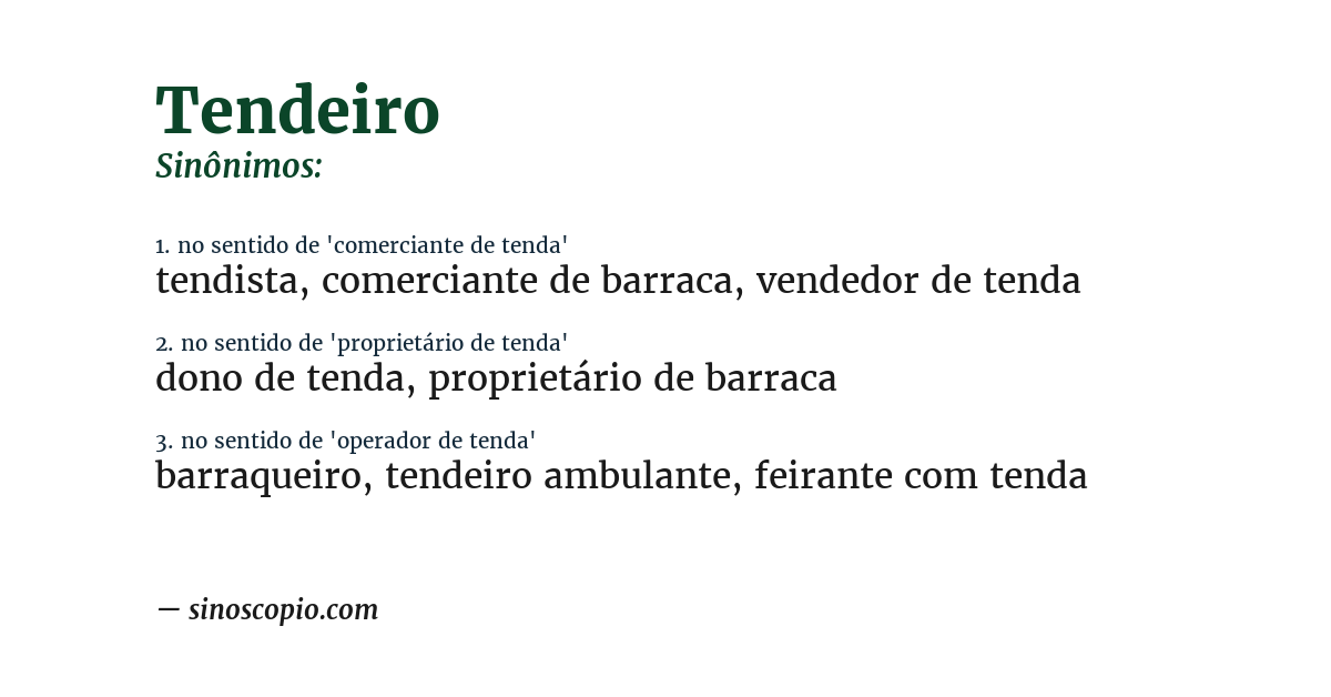 Sinônimo de tendeiro