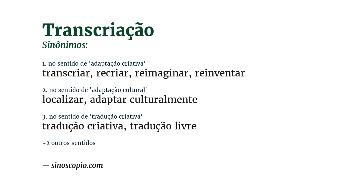 Sinônimo de transcriação