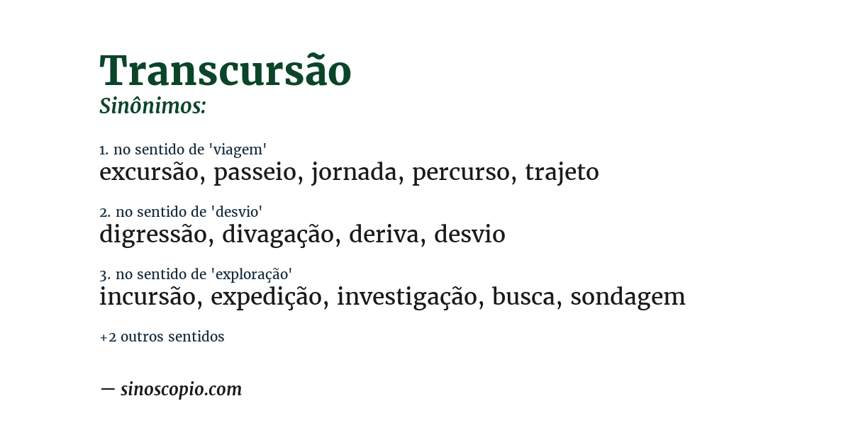 Sinônimo de transcursão