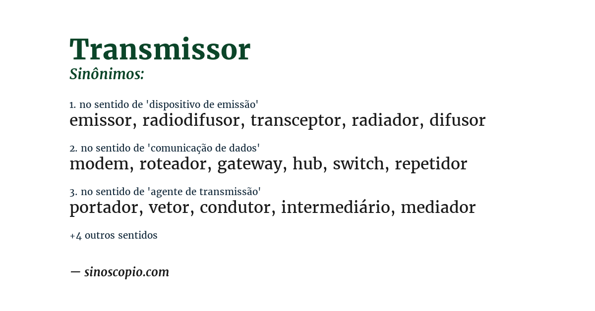 Sinônimo de transmissor