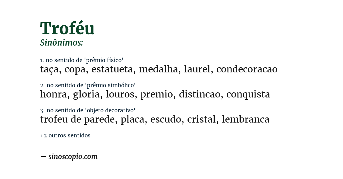 Sinônimo de troféu