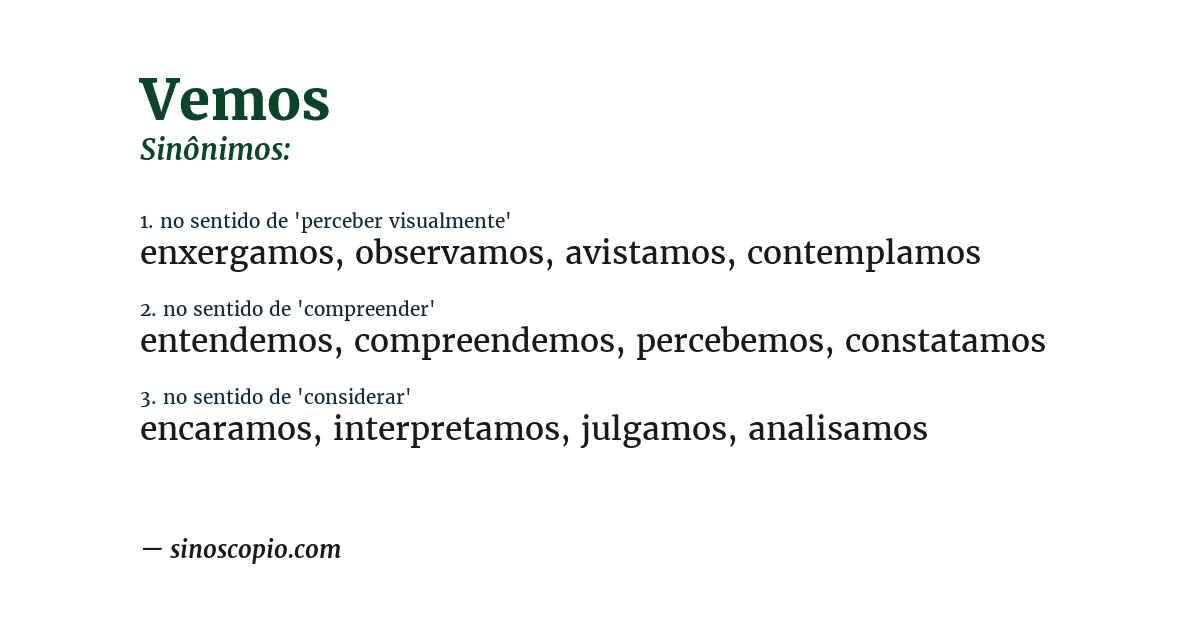 Sinônimo de vemos
