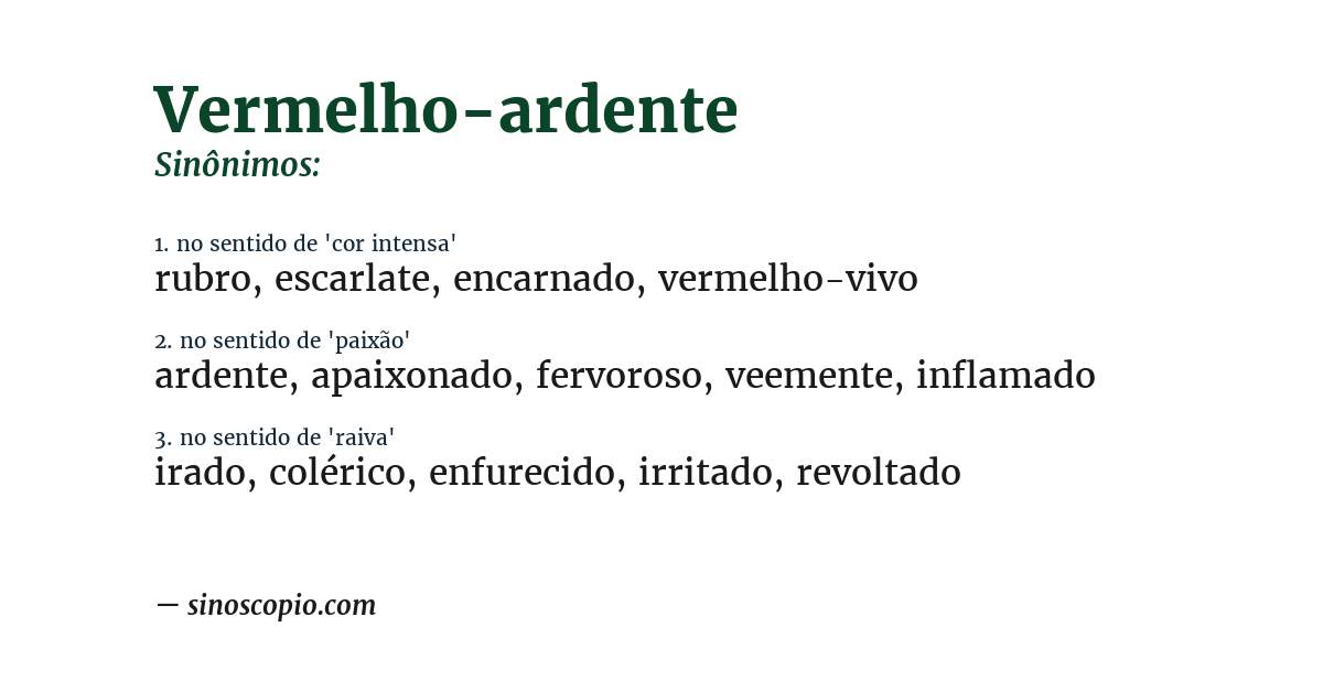 Sinônimo de vermelho-ardente