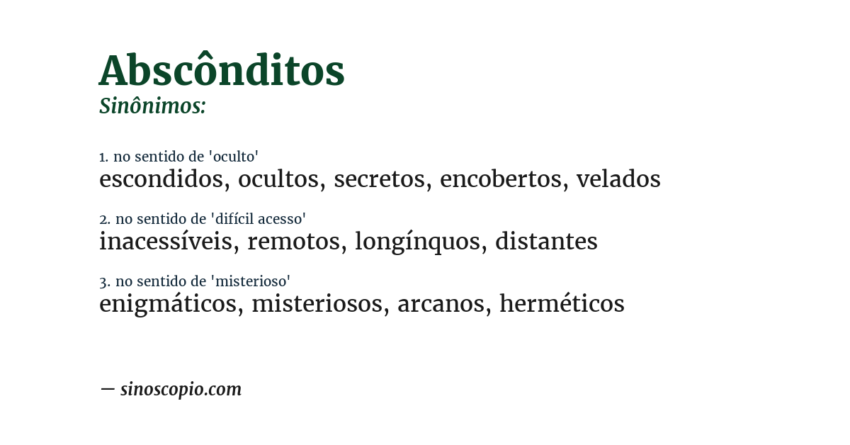 Sinônimo de abscônditos
