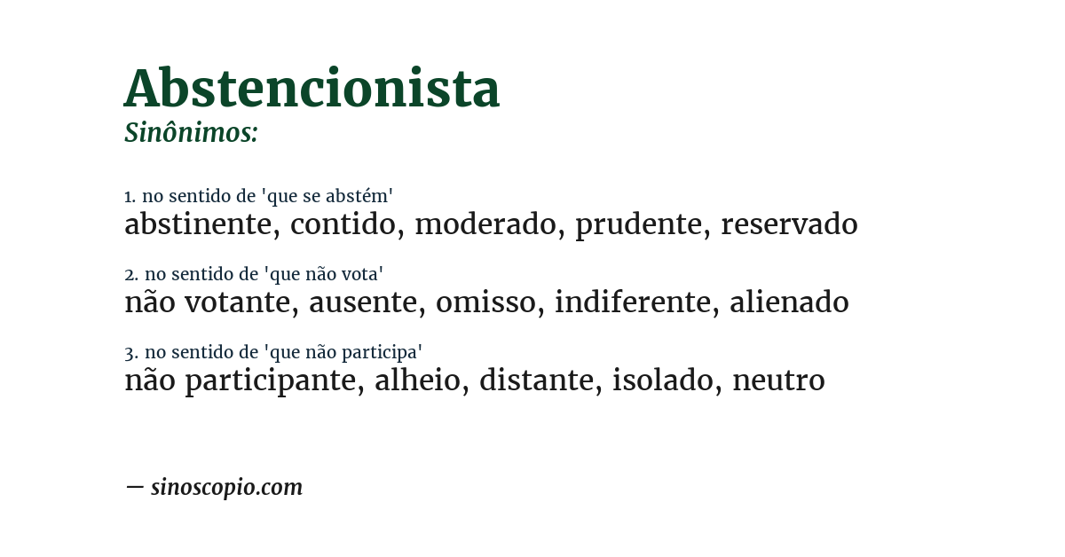Sinônimo de abstencionista