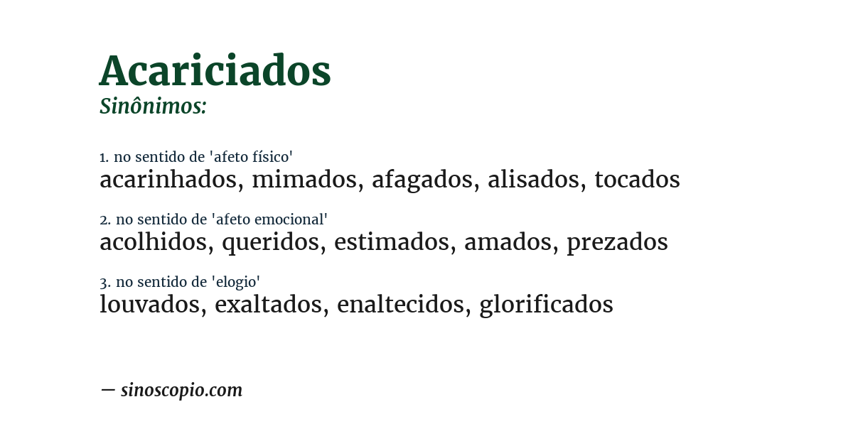 Sinônimo de acariciados