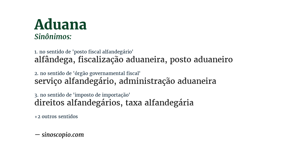 Sinônimo de aduana