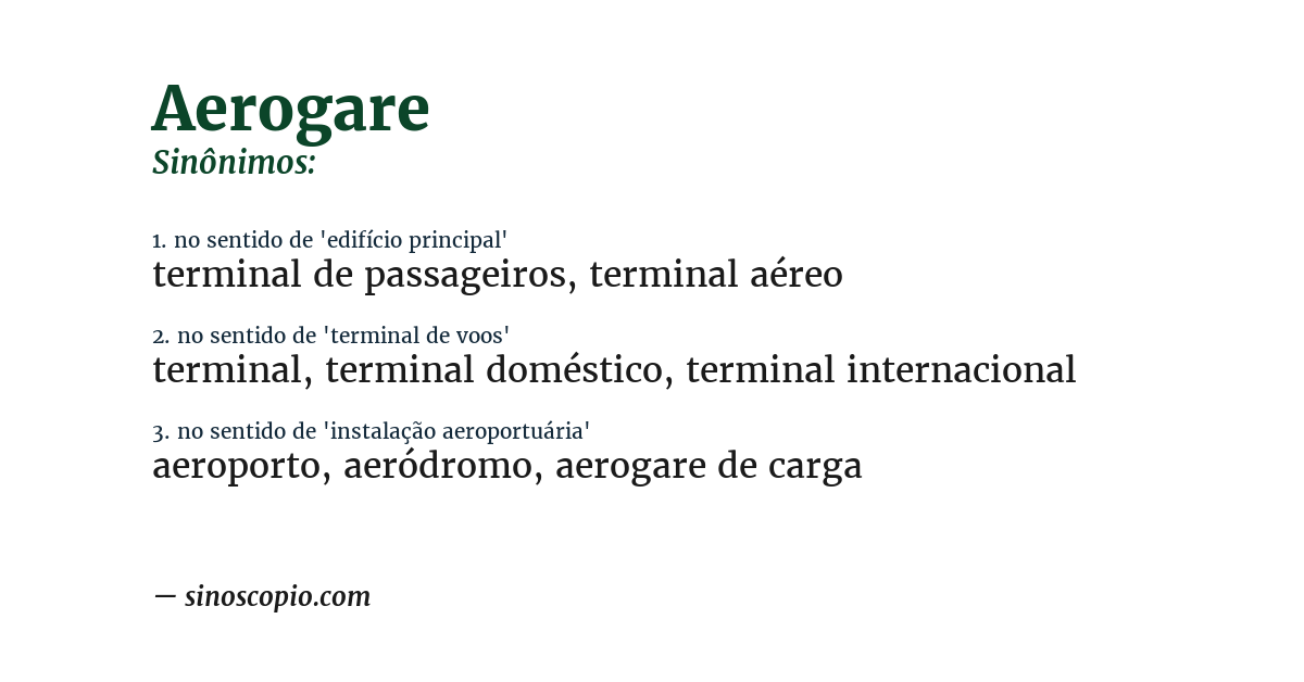 Sinônimo de aerogare