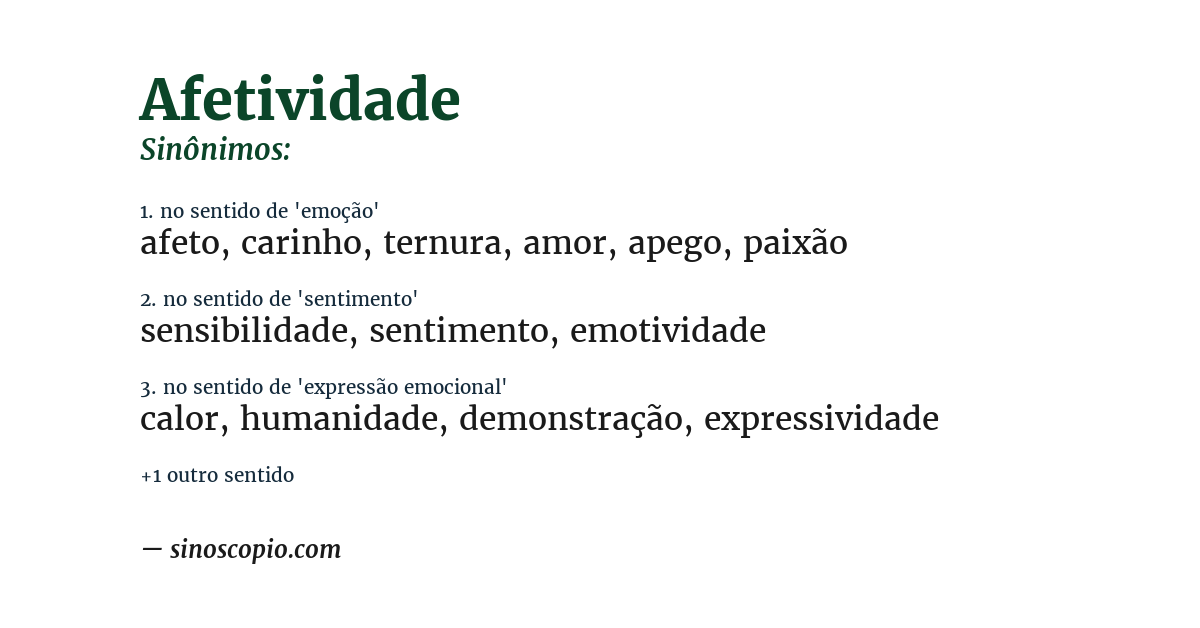 Sinônimo de afetividade