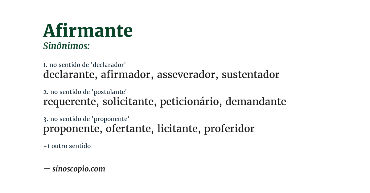 Sinônimo de afirmante
