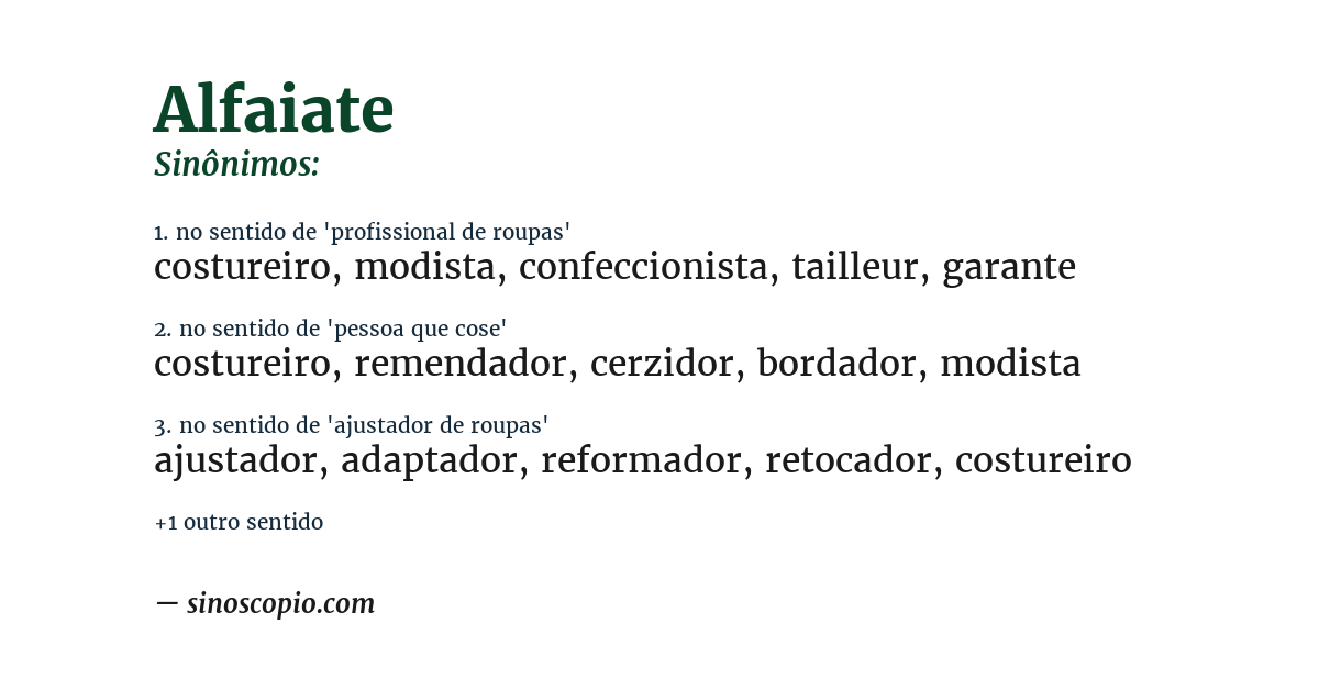 Sinônimo de alfaiate