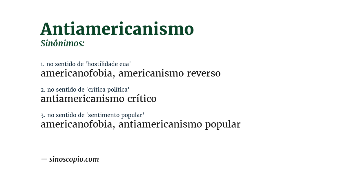 Sinônimo de antiamericanismo