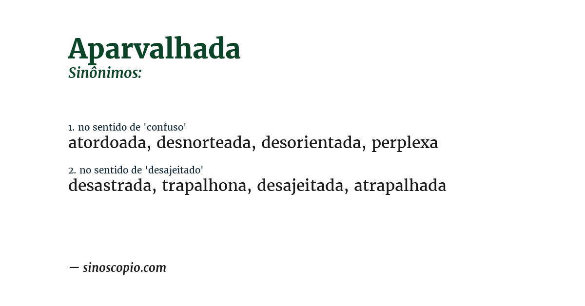 Sinônimo de aparvalhada