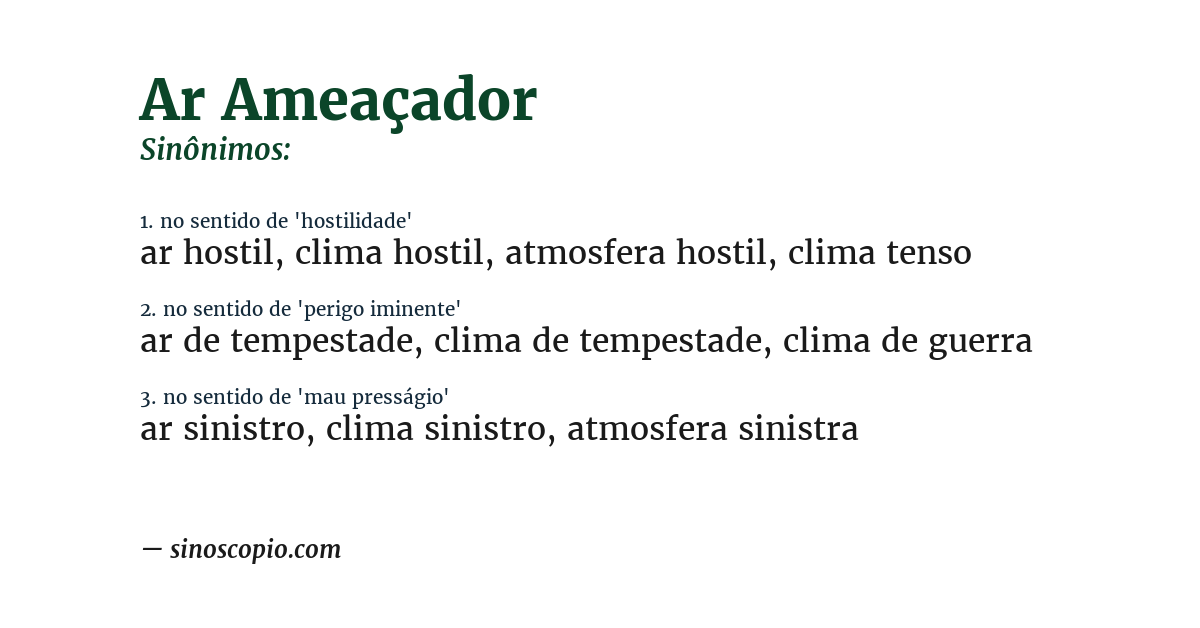 Sinônimo de ar ameaçador