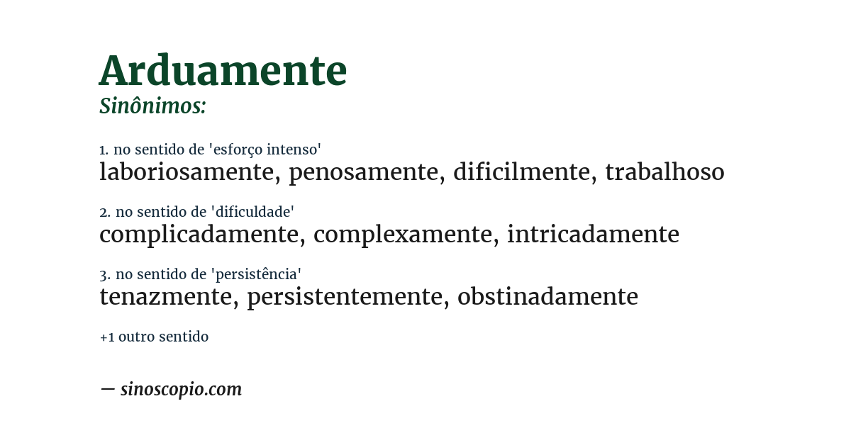 Sinônimo de arduamente