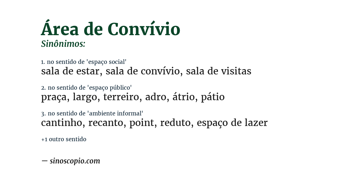 Sinônimo de área de convívio