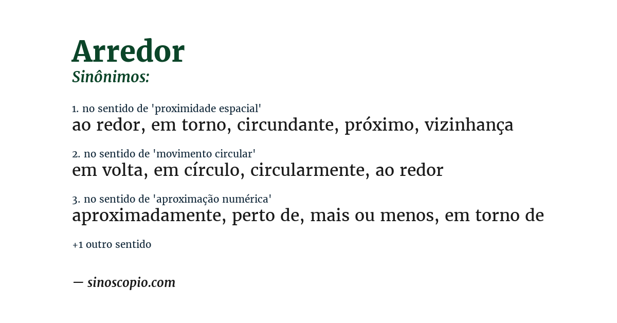 Sinônimo de arredor