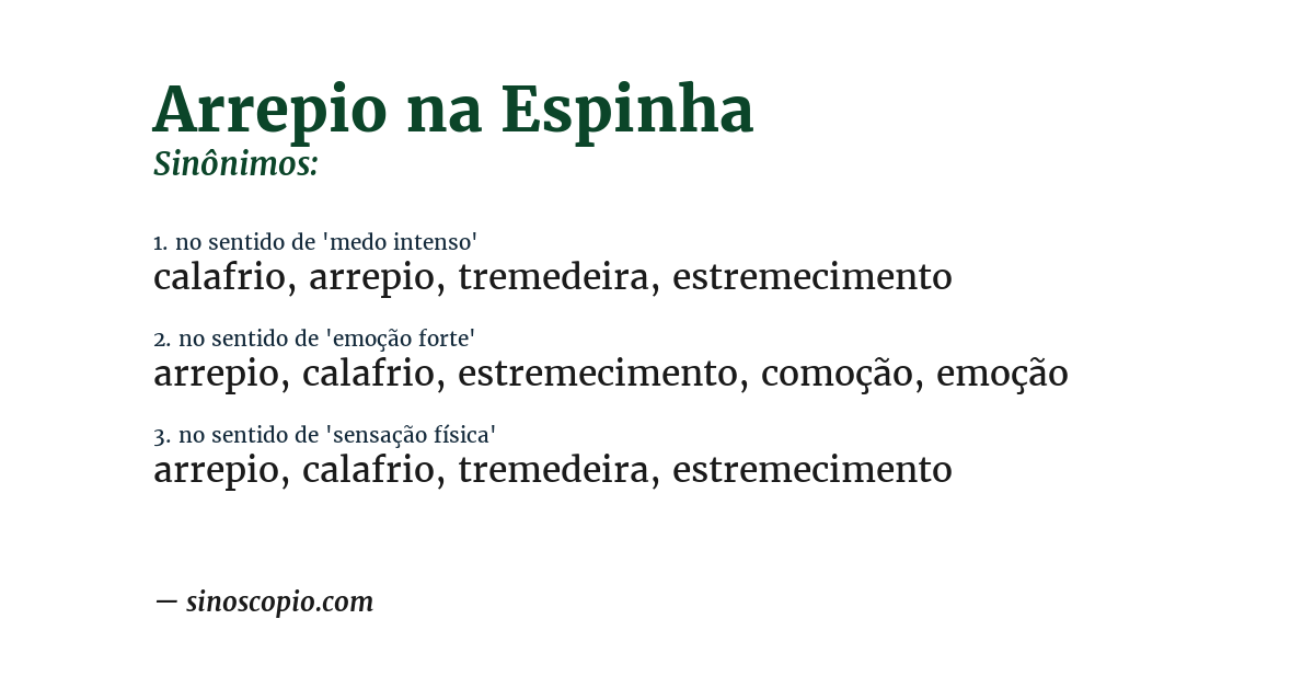 Sinônimo de arrepio na espinha