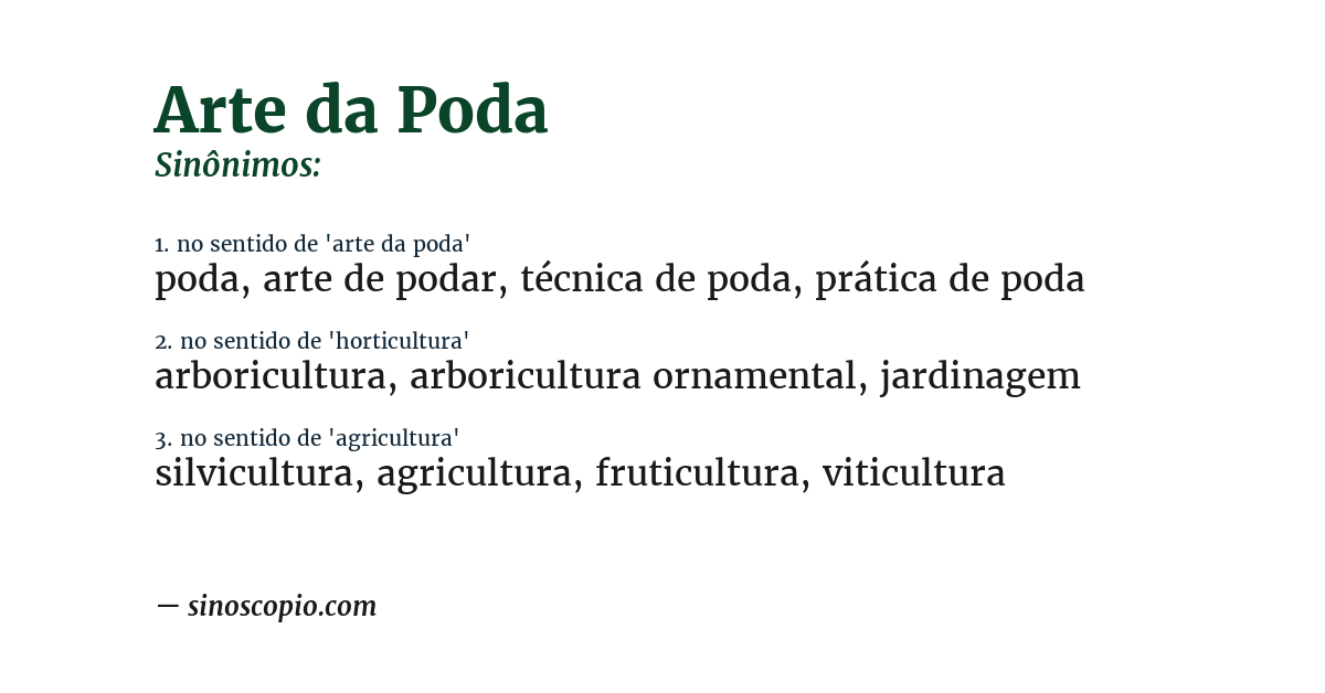 Sinônimo de arte da poda