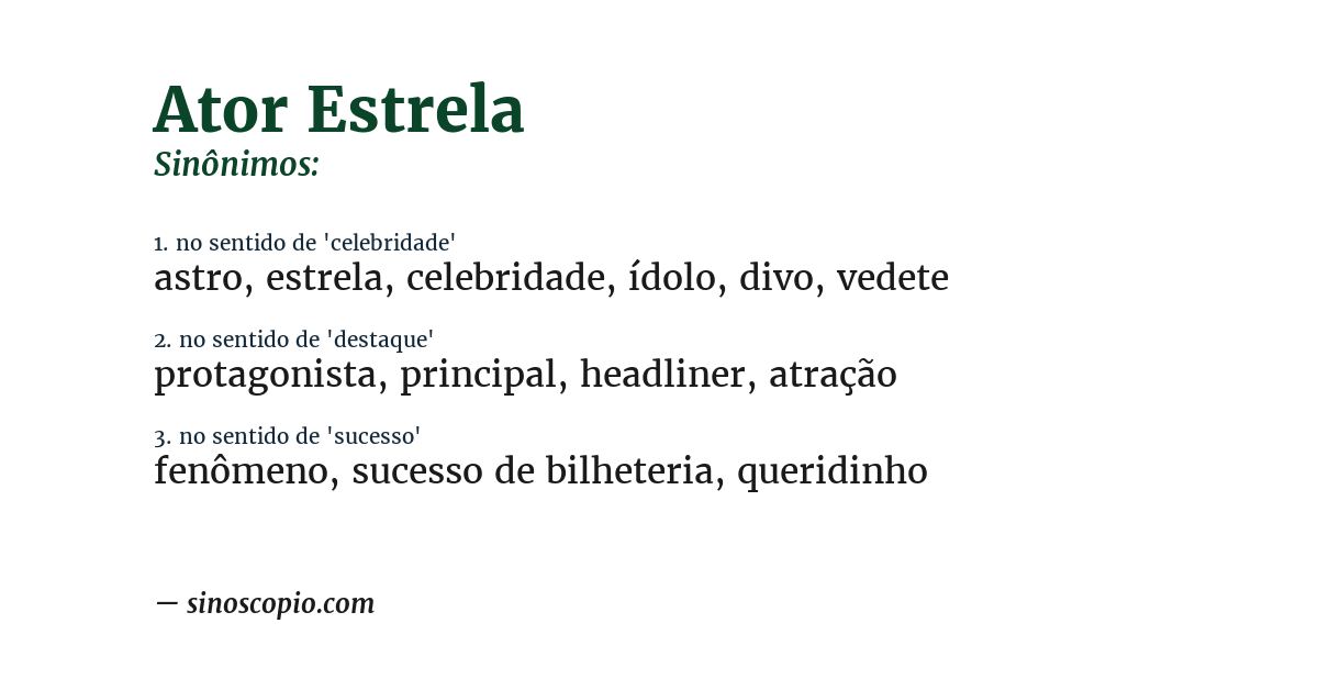 Sinônimo de ator estrela