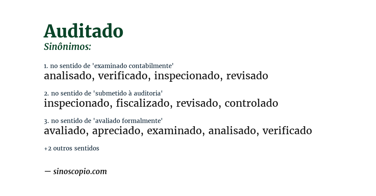 Sinônimo de auditado