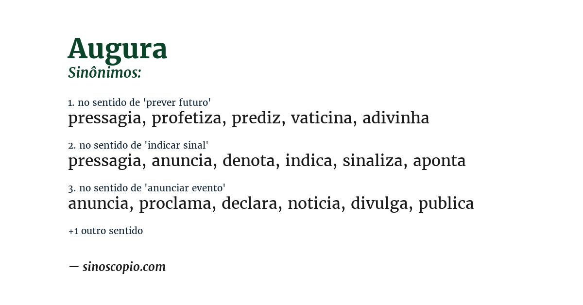 Sinônimo de augura
