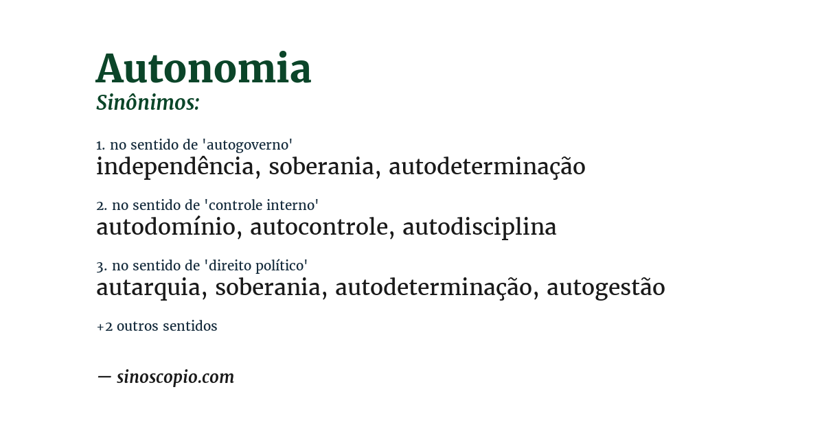 Sinônimo de autonomia