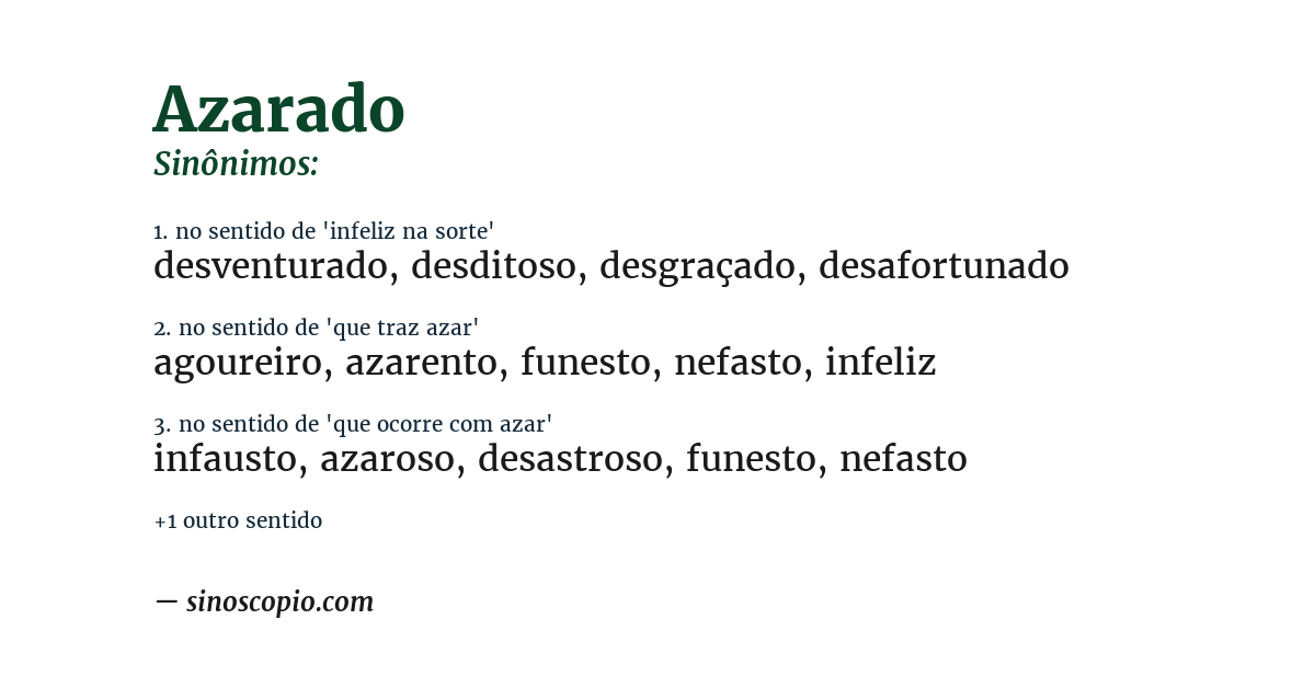 Sinônimo de azarado