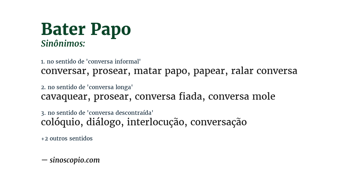 Sinônimo de bater papo