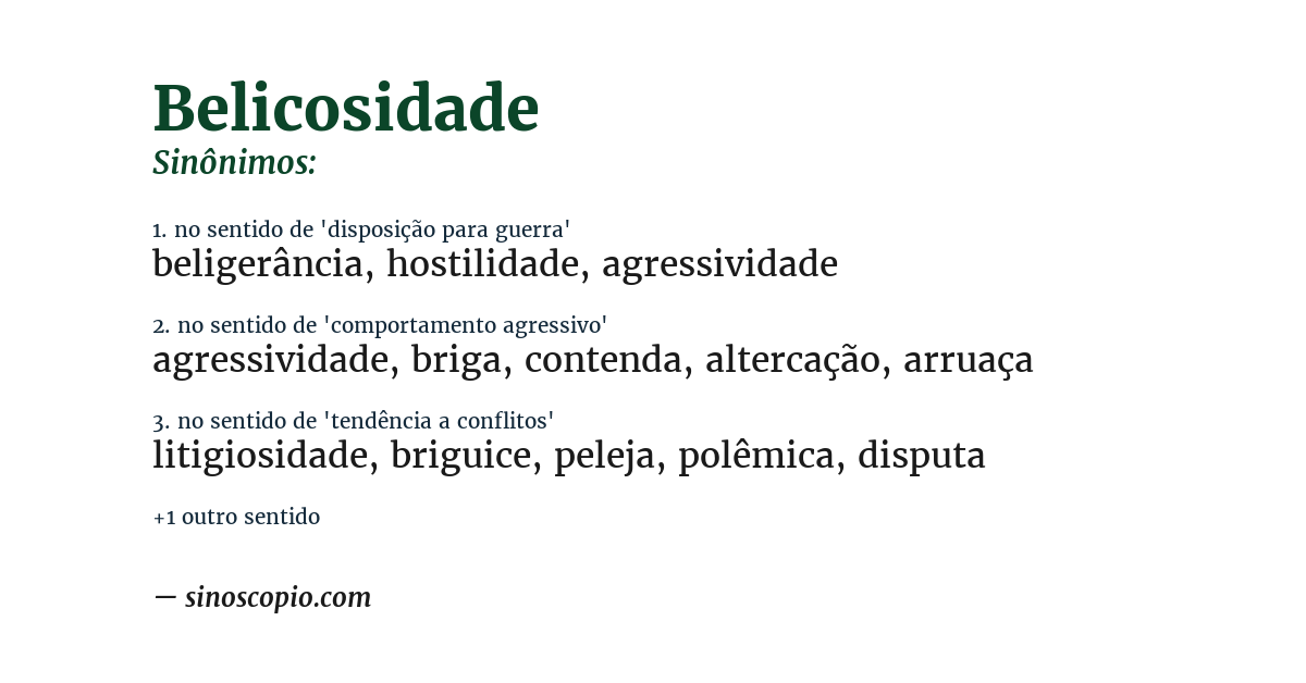 Sinônimo de belicosidade