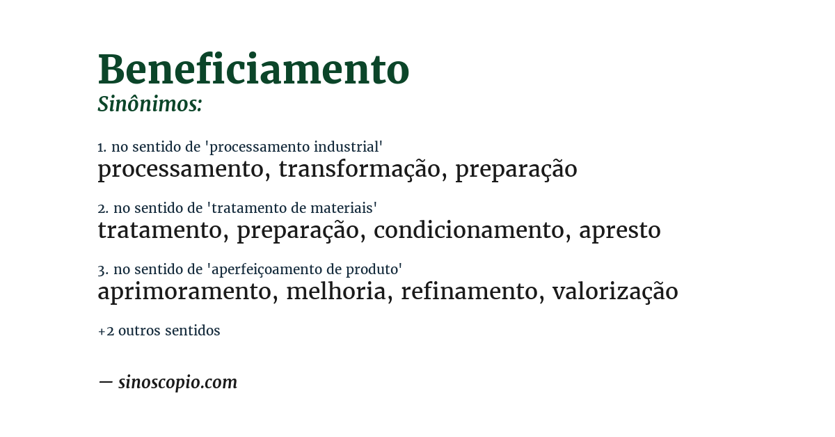Sinônimo de beneficiamento
