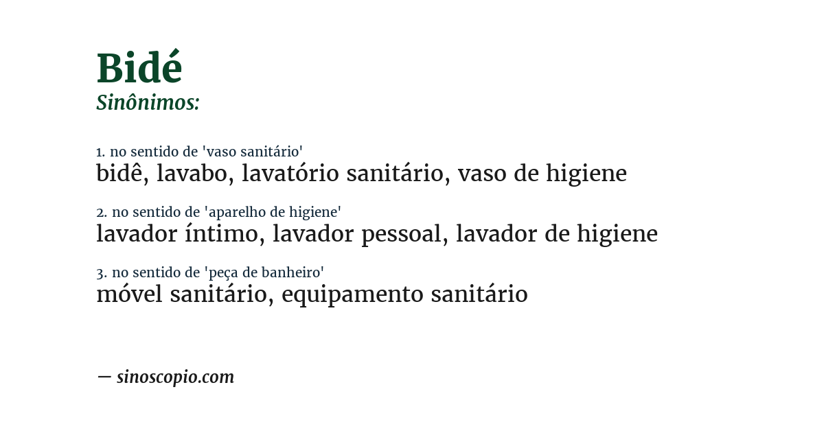Sinônimo de bidé