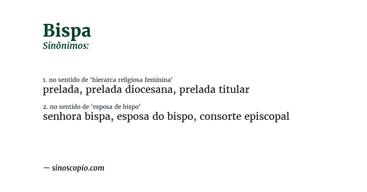 Sinônimo de bispa