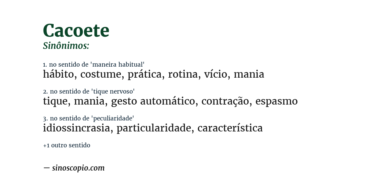 Sinônimo de cacoete