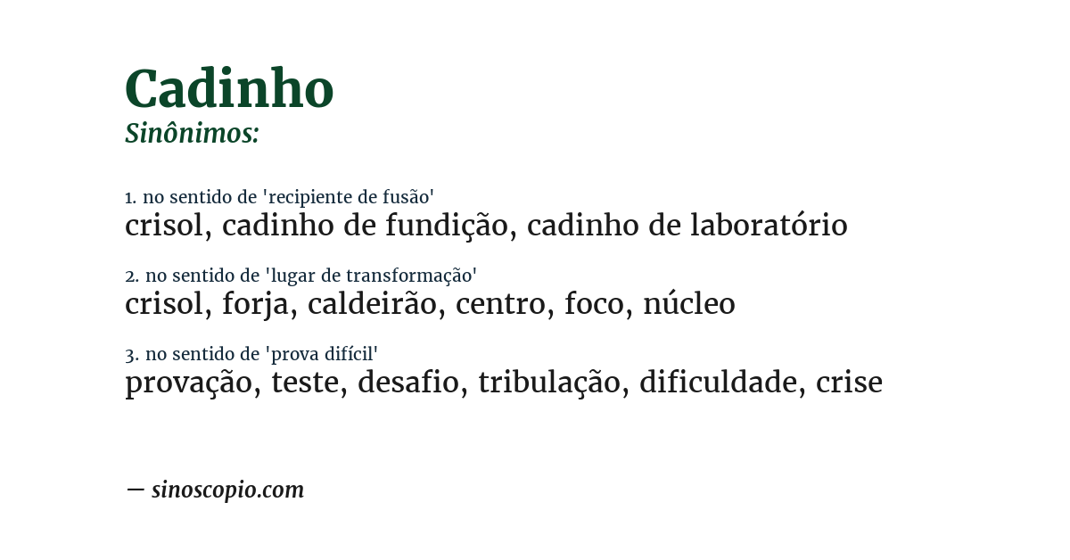 Sinônimo de cadinho
