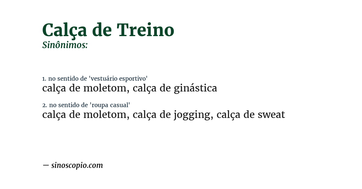 Sinônimo de calça de treino