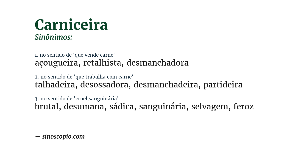 Sinônimo de carniceira