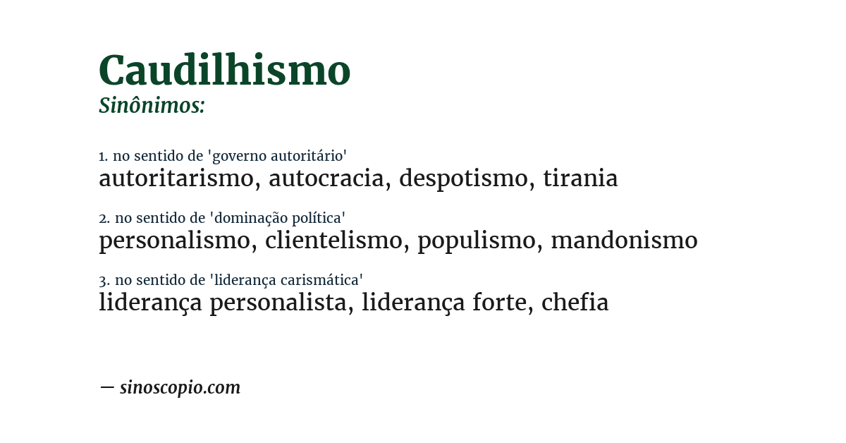 Sinônimo de caudilhismo