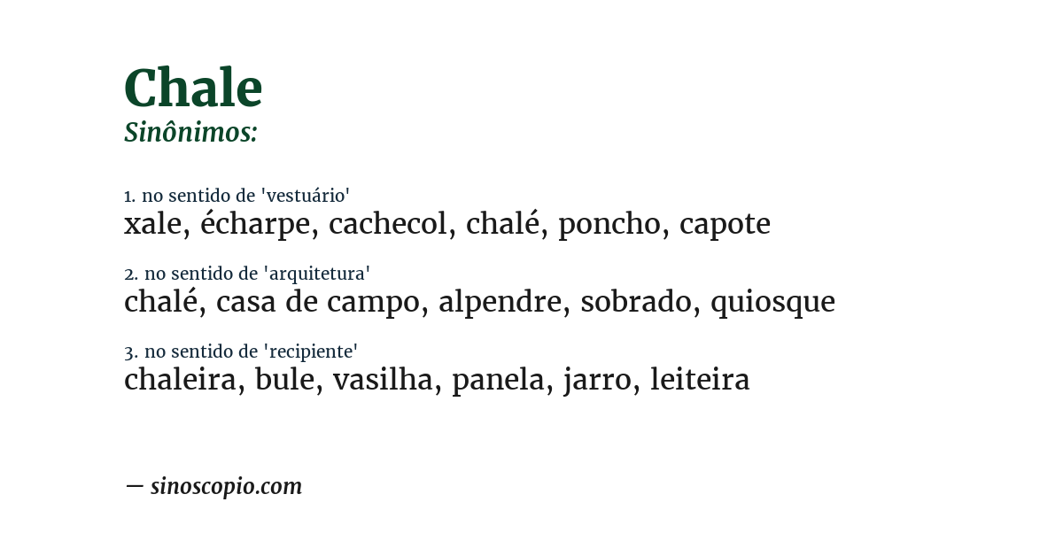 Sinônimo de chale