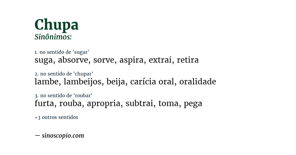 Sinônimo de chupa