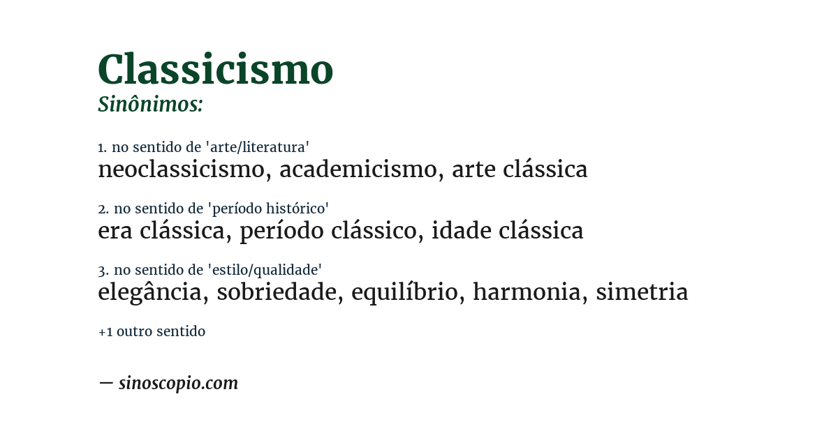 Sinônimo de classicismo