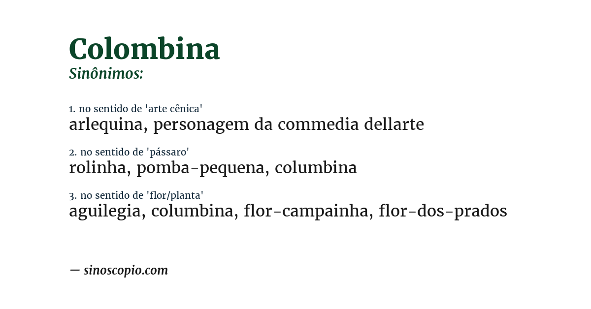 Sinônimo de colombina