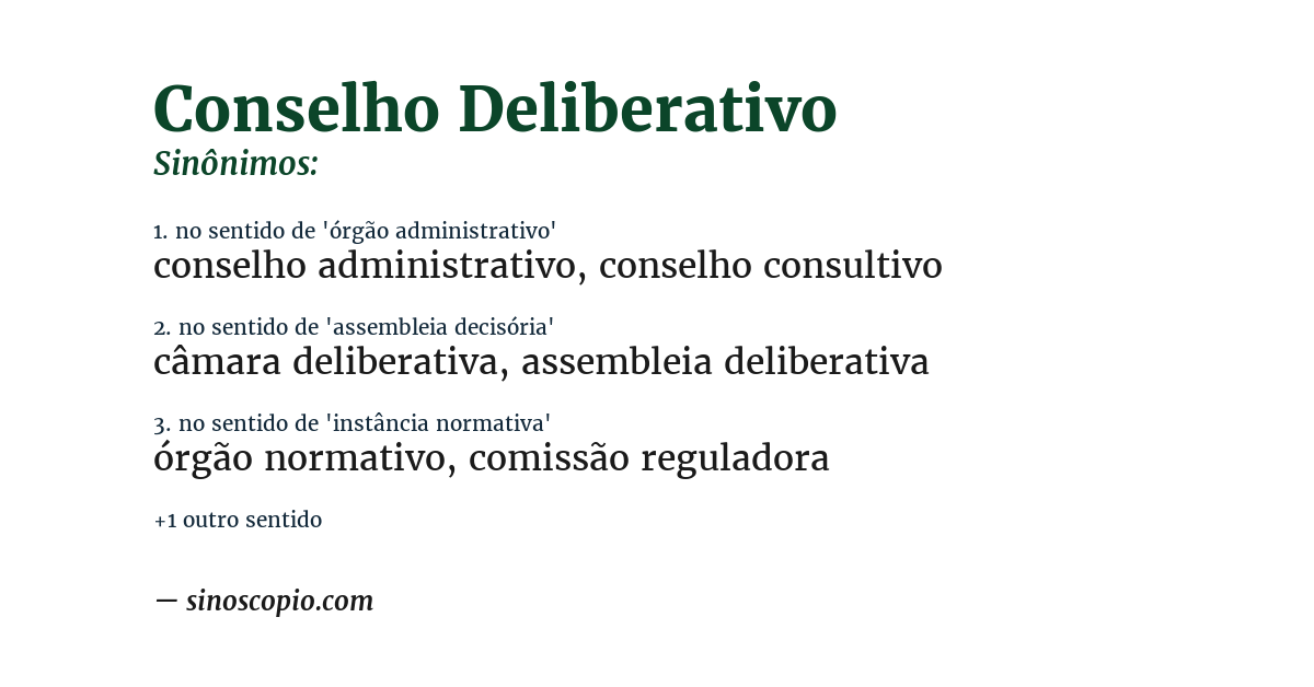 Sinônimo de conselho deliberativo