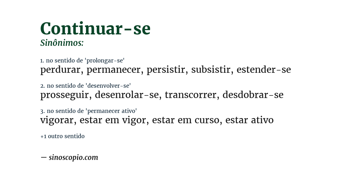 Sinônimo de continuar-se