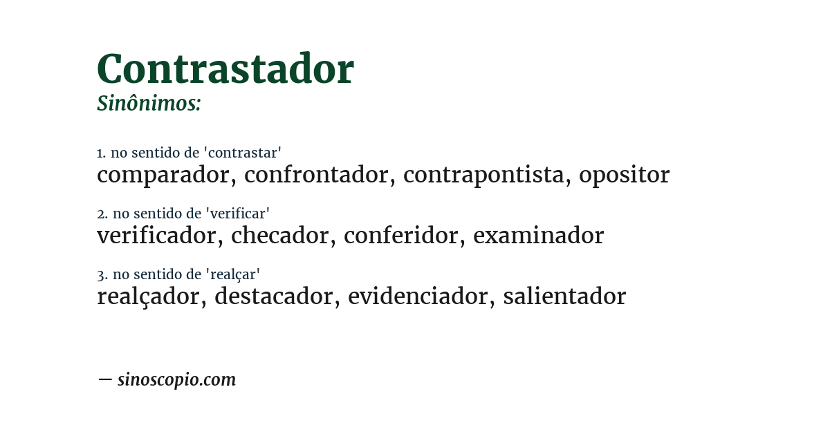 Sinônimo de contrastador