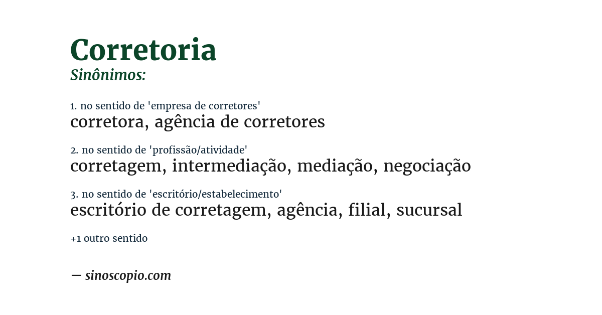 Sinônimo de corretoria