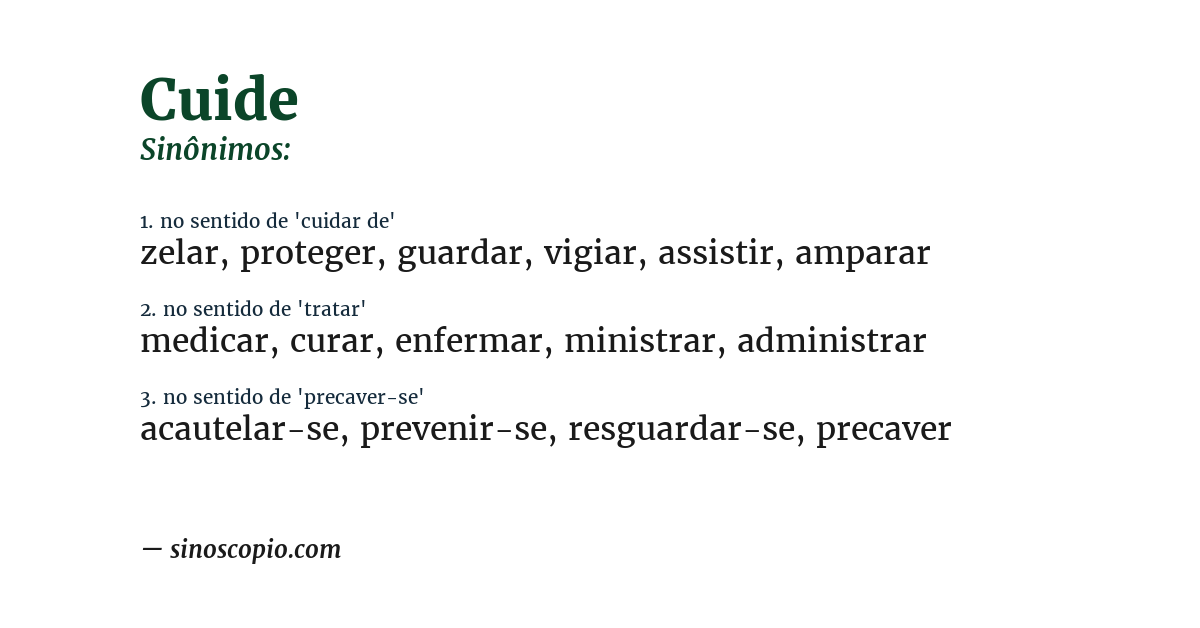 Sinônimo de cuide
